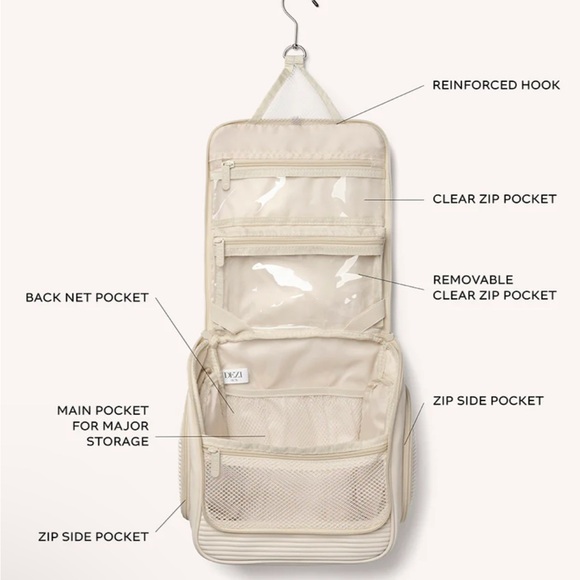 DEZI Other - Dezi Travel Accessories/Makeup hanging Cream Textured Handbag